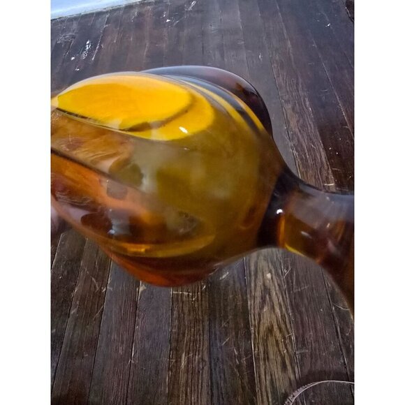 Vintage Viking Glass 6-Petal Light Gold Amber Swung Glass Vase MCM 23" - Picture 15 of 16